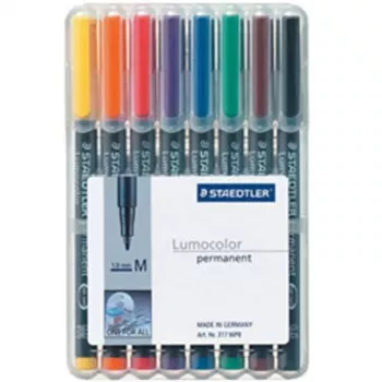 Permanentmarker Staedtler 317 WP8 zwart blauw bruin groen oranje rood violet geel 8 stuks