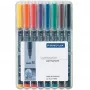 Permanentmarker Staedtler 317 WP8 zwart blauw bruin groen oranje rood violet geel 8 stuks