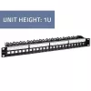 Qoltec 54516 patchpaneel voor 19-inch rack, 24 poorten, 1U, UTP, zwart