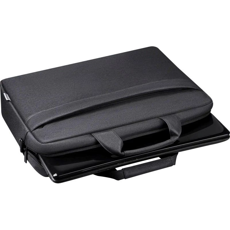 Laptoptas DEFENDER FIRM 26123 voor 15,6 inch laptops, polyurethaan, zwart, toploader, afneembare schouderriem