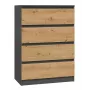 Kommode Top e Shop M4 ANTRACIET/ARTISAN – 4 laden, antraciet- en eikenkleurig oppervlak, 700 × 400 × 970 mm, spaanplaat