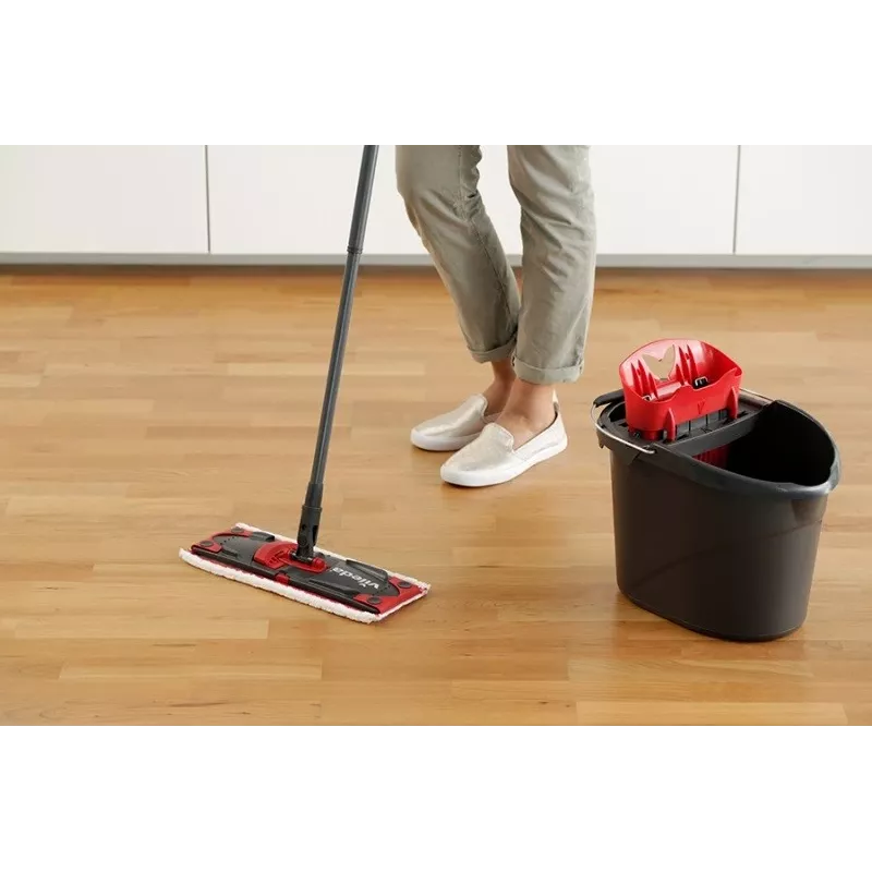 VILEDA wismop Ultramax XL Box — wasbare microvezel-360°-draaikop, opvouwbaar, voor harde vloeren