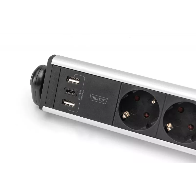 Digitus 6-voudige bureau-stekkerdoos met 3x USB-aansluitingen 1,5 m kabel
