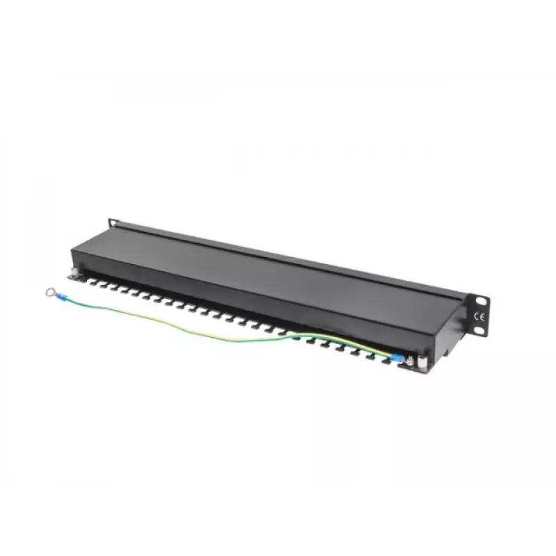 Patchpanel 1U LANBERG PPS5-1024-B — 24-poorts RJ-45 Cat5, metaal, zwart, rackmontage