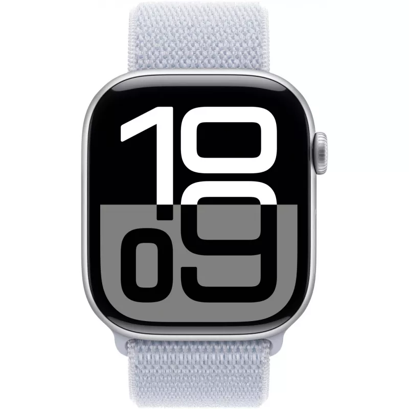 APPLE Watch Series 10 GPS 46 mm zilveren aluminium behuizing met Blue Cloud Sport Loop