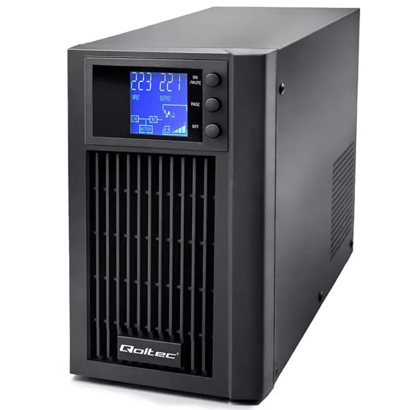 UPS QOLTEC zuivere sinus 3kVA 2400W met AVR en LCD-display