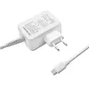 Qoltec 51039 65 W USB-C PD-voedingsadapter, 5–20,3 V, 2–3,25 A, ingebouwde USB-C-kabel, wit