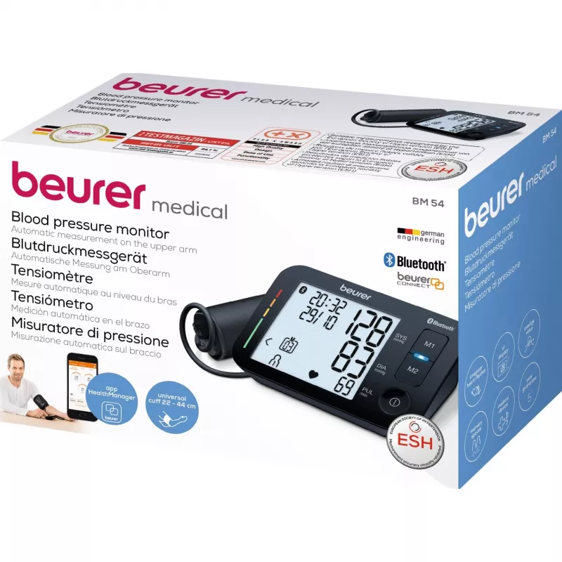 Beurer BM 54 bloeddrukmeter voor de bovenarm, Bluetooth, zwart