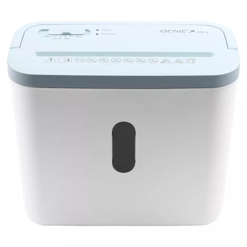 Documentenversnipperaar genie 440 X Blue — kruissnede 4 x 38 mm, 8 L bak, 300 W