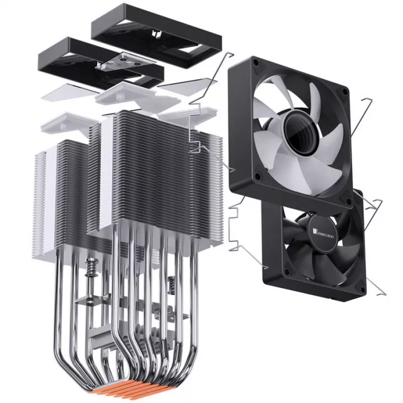 Jonsbo CR-1400 DV2 CPU-koeler, ARGB, 2 x 92 mm, zwart