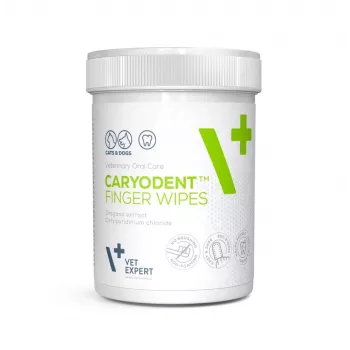VETEXPERT Caryodent Finger Wipes, tandenreinigingsdoekjes voor honden en katten, 50 stuks