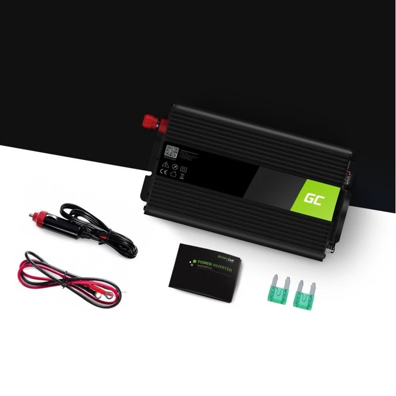 Auto-omvormer Grün Cell INV01DE 300W DC-AC, 12V naar 230V, 1×USB, LED, actieve koeling