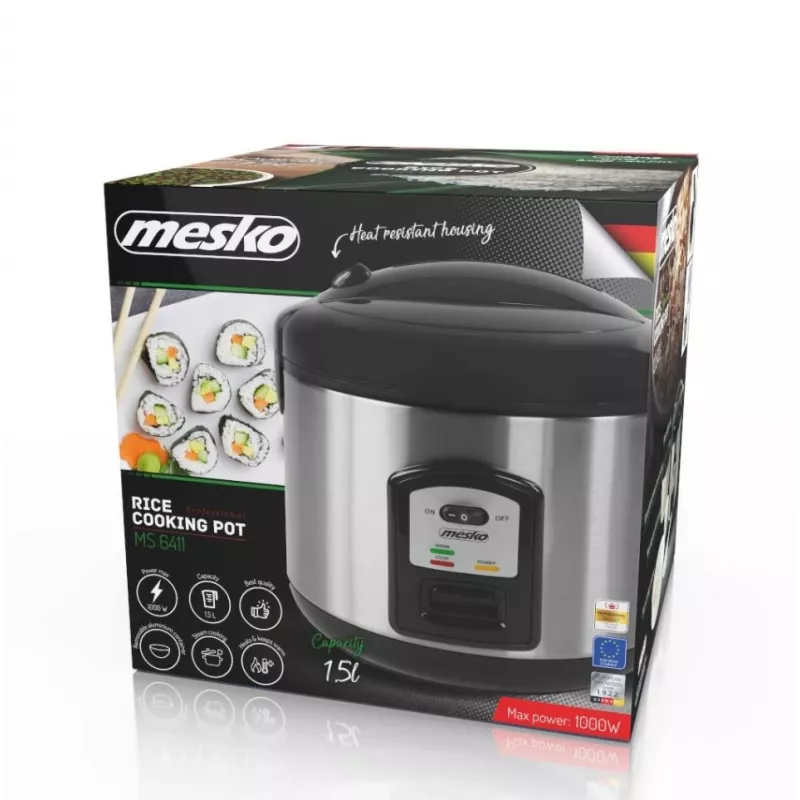 Mesko MS 6411 rijstkoker zwart, RVS 1000 W