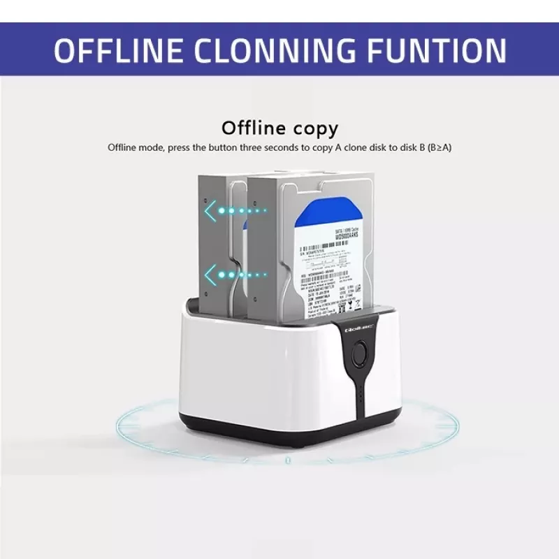 Qoltec 50309 HDD SSD 2.5 3.5 dockingstation | SATA III | USB 3.0 | Super Speed 5 Gb/s | met kloonfunctie