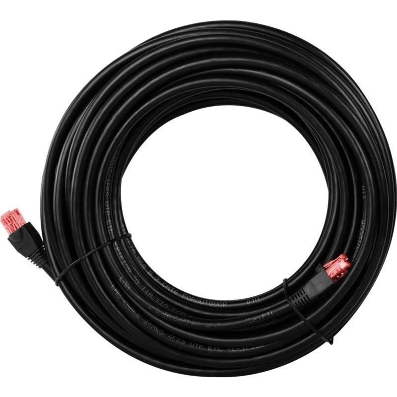 Goobay CAT 6 outdoor-patchkabel, U/UTP, zwart, 10 m - koper, PE-buitenmantel (55432)