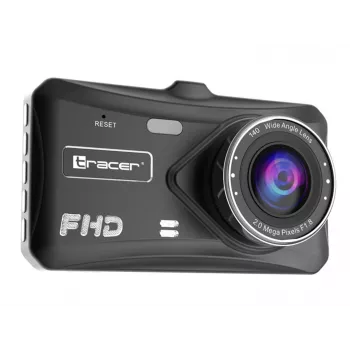 Dashcam TRACER 4TS Full HD dual-channel-dashcam, 2 MP hoofdcamera, 0,4 MP binnencamera, 140°/60° hoek, 4 inch IPS-display, 150 mAh accu, aluminium behuizing, parkeerassistent