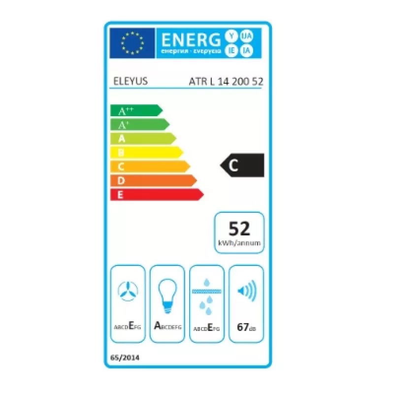 ELEYUS HOOD ATR L 14 200 52 BL onderbouw zwart 52 cm 424 m³/h