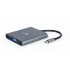 Gembird A-CM-COMBO6-01 USB-C 6-in-1 multipoortadapter, USB 3.1 Gen 1, HDMI 4K, VGA, PD 60 W, SD/microSD-kaartlezer, 3,5 mm audio, grijs