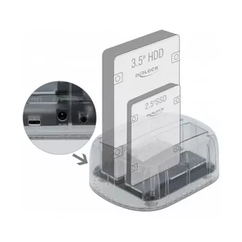 DeLOCK USB Type-C dockingstation voor 2 x SATA HDD / SSD - HDD-dockingstation slots: 2 - 2.5 / 3.5 gedeeld (6,4 cm/8,9 cm gedeeld