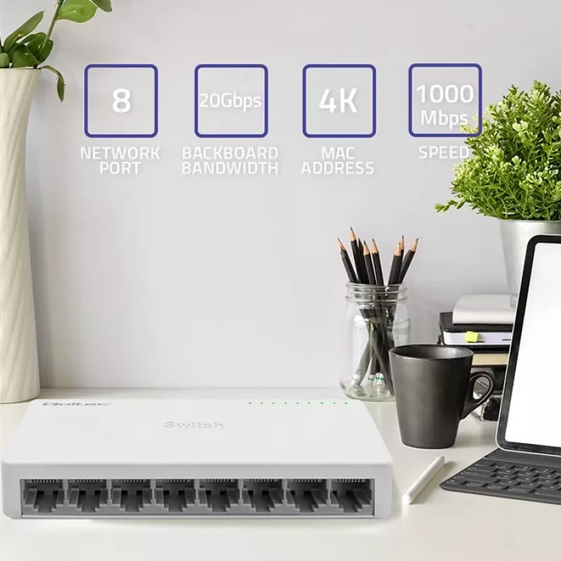 Qoltec netwerk-switch 8x RJ45-poort 1000Mbps LAN
