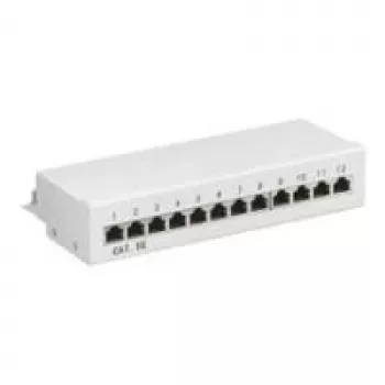 Wentronic Goobay CAT 5e mini/desktop patchpaneel, 12 poort, grijs - STP afgeschermd, grijs (93041)