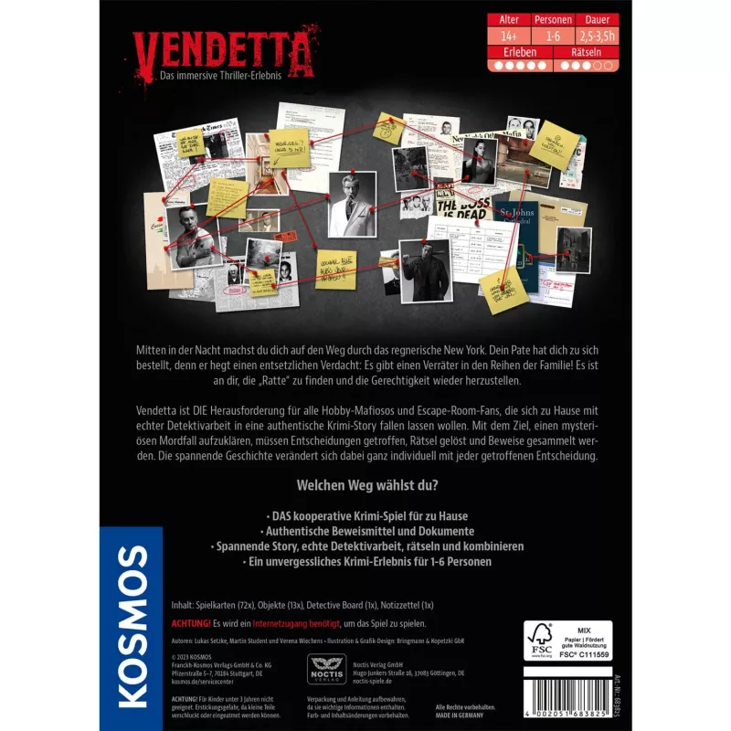 Masters of Crime: Vendetta, bordspel