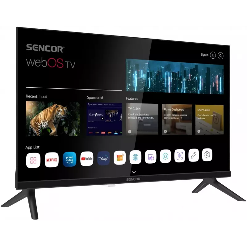 24 inch LED smart display televisie SENCOR SLE 24S830MB — HD-resolutie, energie-efficiëntieklasse E