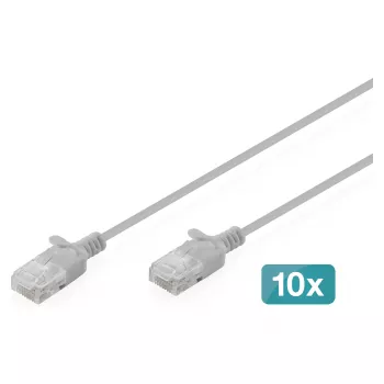 Patchkabel CAT6 U-UTP DIGITUS 1 m slank, grijs — 10-pack