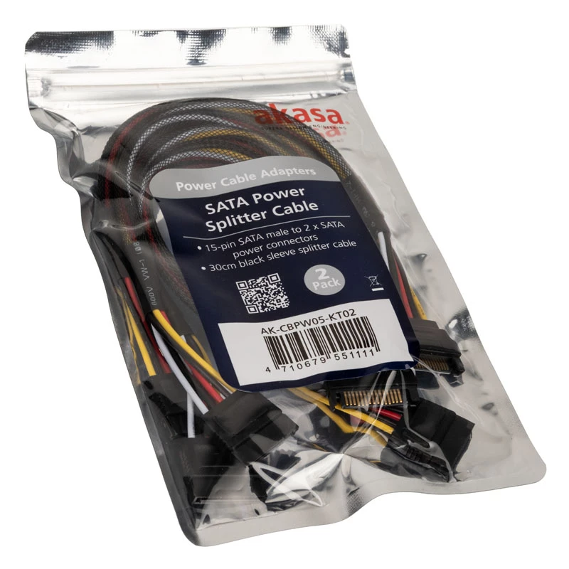 Akasa SATA-voedings-Y-kabel - 30cm 2-pack - kabel - digitaal/data