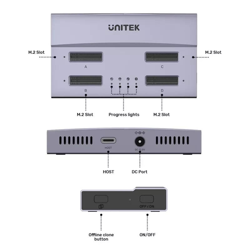 Dockingstation USB4 4-voudig M.2 SSD