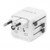 Universele reisadapter GEMBIRD TPA-INT-01-W — ingang 100–250 V, Type-G stekker, compacte afmetingen 84×56×85 mm