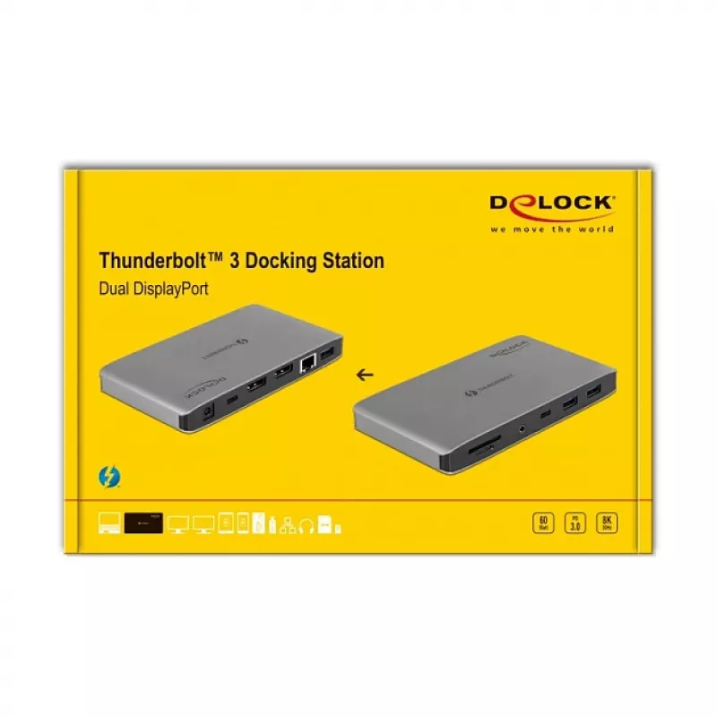 Dockingstation DeLOCK Thunderbolt 3 8K Dual DisplayPort USB LAN SD Audio PD 3.0