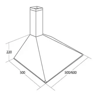 Wandafzuigkap AKPO WK-5 SOFT 60 — 600×500 mm, roestvrijstalen behuizing, aluminium/kool vetfilter, 156 m³/h