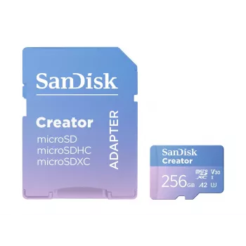 SanDisk Creator MicroSD-geheugenkaart 256 GB, hoge overdrachtssnelheden tot 190 MB/s