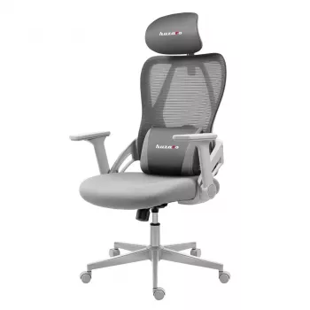 Gamingstoel huzaro Combat 2.7 — ergonomische stoffen gamestoel, grijs, mesh rugleuning, in hoogte verstelbaar, kantelmechanisme, max. 120 kg