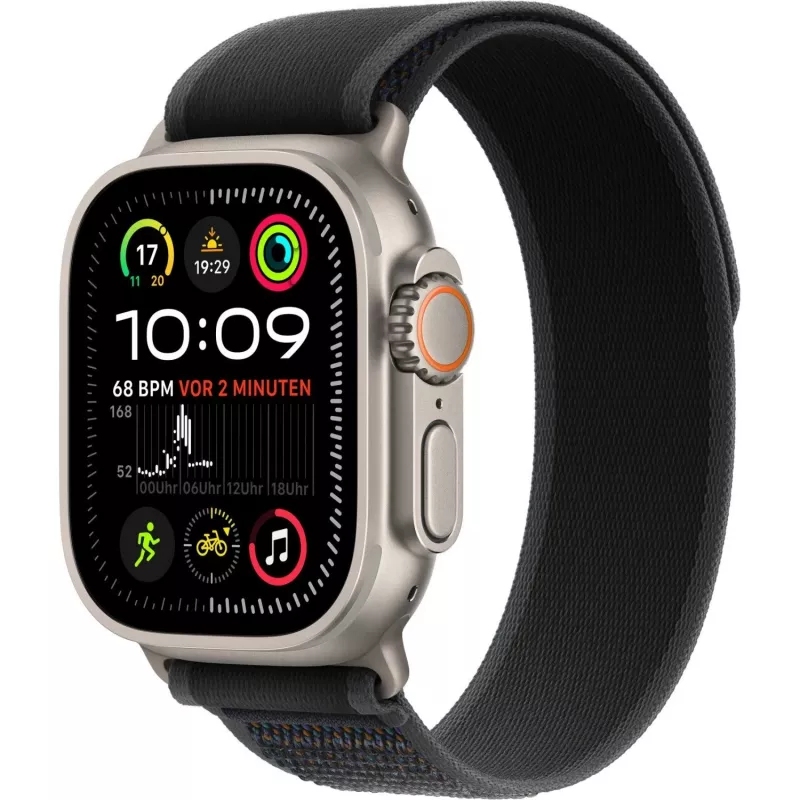 Band Apple 49mm zwart Trail Loop M/L Natural Titanium Finish