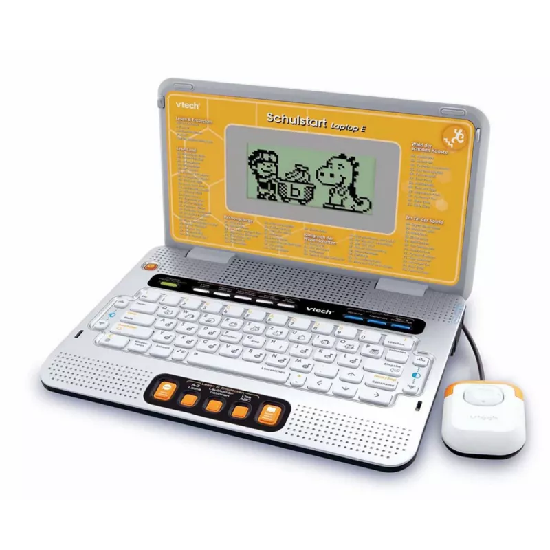 VTech Laptop E leerlaptop voor kinderen met beschermhoes (geel/grijs)