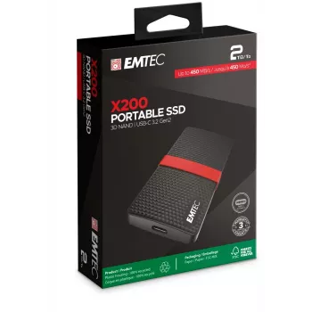 SSD Emtec 2 TB zwart USB Type-C 3.2 Gen 1 X200