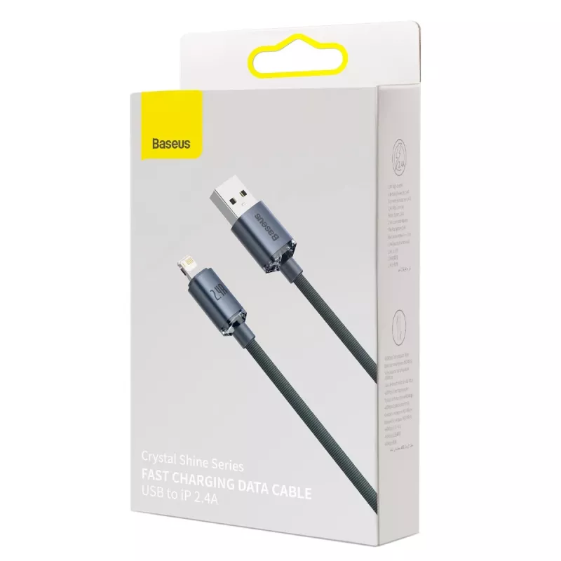 Baseus Crystal Shine kabel USB naar Lightning, 2,4 A, 1,2 m (zwart)