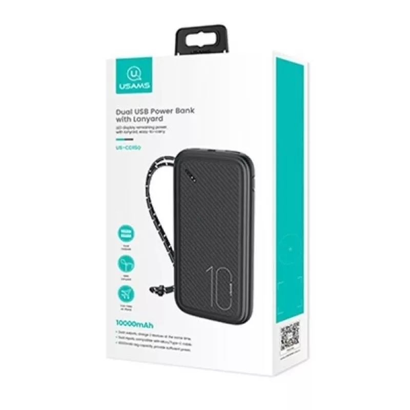 Draagbare powerbank USAMS PB56 10000 mAh 2x USB / USB-C / MicroUSB snelladen