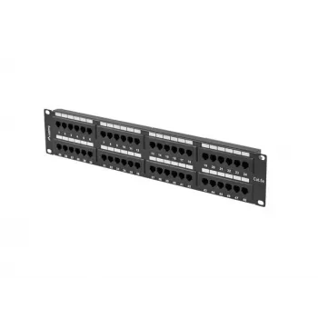 Patchpanel LANBERG PPU5-2048-B 48-poorts 2U 19 inch categorie 5e UTP, zwart