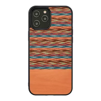 Beschermhoes man and wood voor iPhone 12 Pro Max — bruin ruitpatroon met zwarte accenten