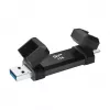 USB-stick Silicon Power DS72 1 TB, USB 3.2 Gen 2 Type-A / Type-C, aluminium-rubber behuizing, zwart