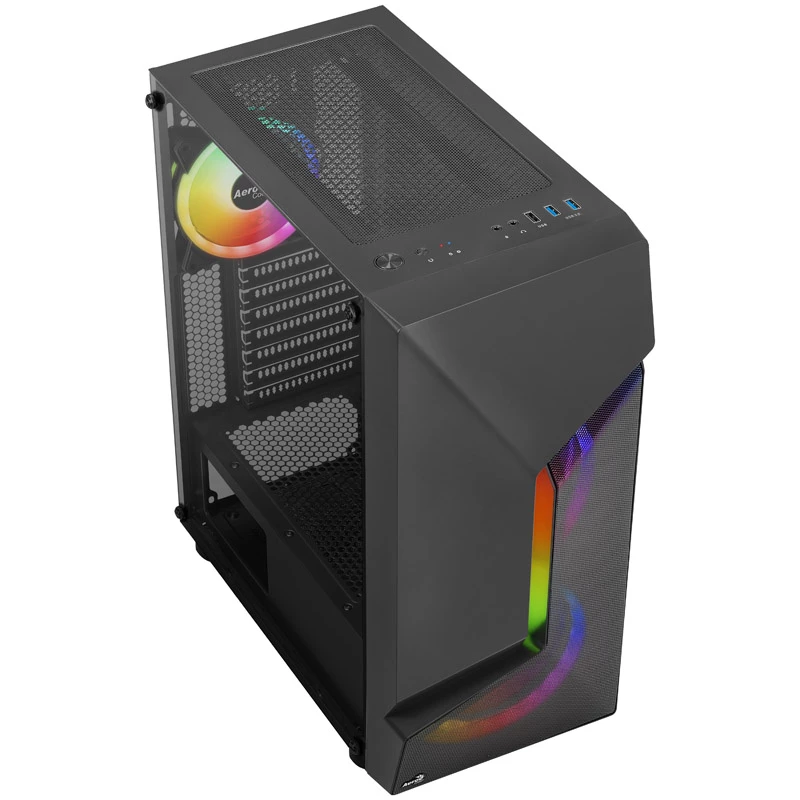 Aerocool Scape-G-BK-v2 midi-tower, Tempered Glass, FRGB - zwart