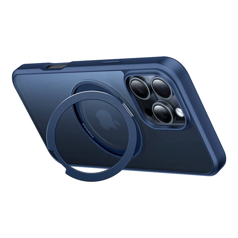 Beschermhoesje Torras Ostand Pro voor iPhone 16 Pro, blauw, slank design