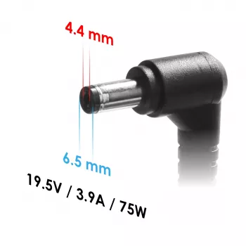 Akyga AK-ND-19 laptopvoeding voor Sony, 75 W, 19,5 V, 3,9 A, 6,5 x 4,4 mm + pin