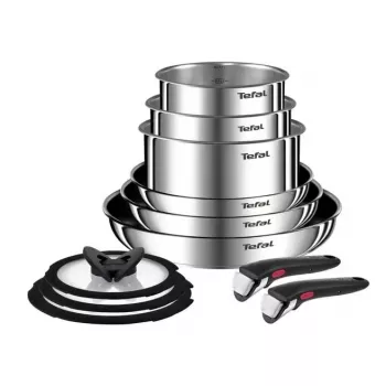 Pannenset Tefal Ingenio Emotion L897SB74 — 11-delig, stapelbaar, antiaanbaklaag, RVS, ovenbestendig, Thermo-Spot