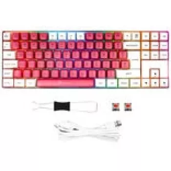 Mechanisch gaming-toetsenbord GAMIAC TKL90G met Kailh Red schakelaars, tenkeyless, wit/rood