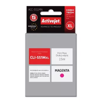Activejet ACC-551MN inktpatroon (vervanger voor Canon CLI-551M; Supreme; 15 ml; magenta)
