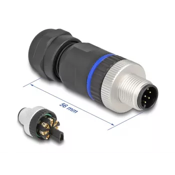 DeLOCK M12 connector A-gecodeerd 8-polig stekker schroefaansluiting